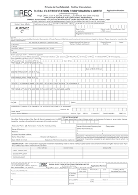 Rural Electrification Corporation 54EC Bonds Application Form