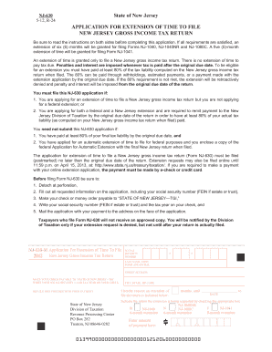 NJ-630 Application for Extension of Time to File