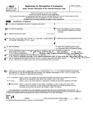 Application for Recognition of Exemption 501(c)(3)