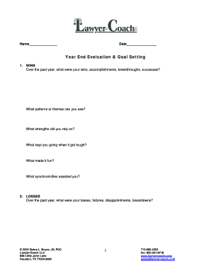 Year End Evaluation Goal Setting form - Lawyer Coach