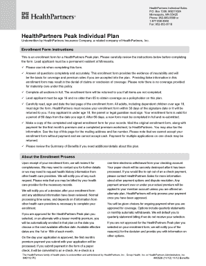 HealthPartners Peak Plan Enrollment Form