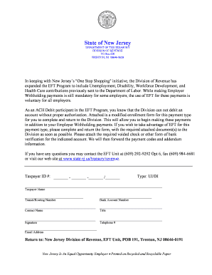 New Jersey EFT Enrollment Form