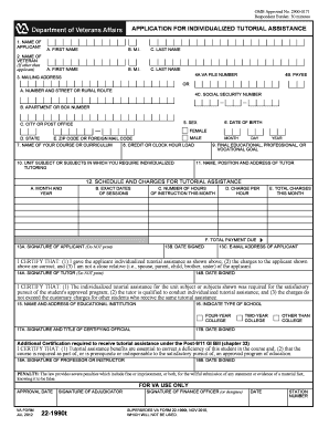 VA Form 22-1990t Application for Individualized Tutorial Assistance
