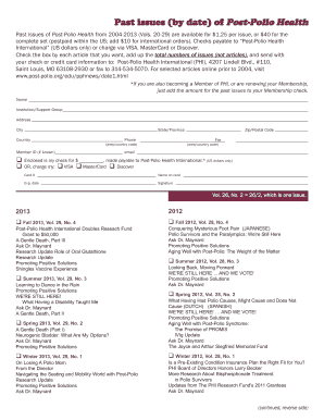 Post-Polio Health Magazine Order Form