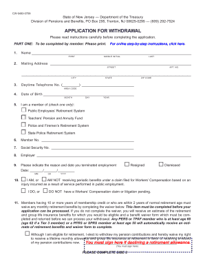 New Jersey Pension Withdrawal Application