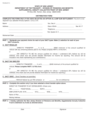 New Jersey Supplemental Annuity Collective Trust Distribution Form