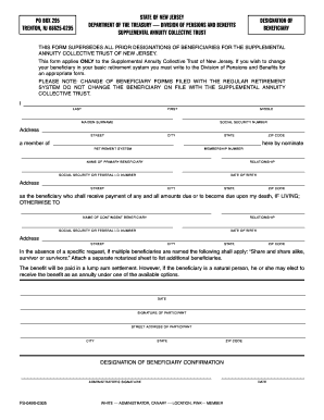 New Jersey Supplemental Annuity Beneficiary Designation Form