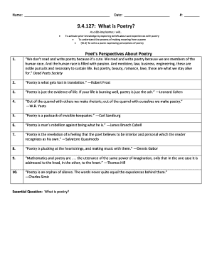Poetry Reflection and Analysis Worksheet