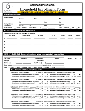 Grant County Schools Household Enrollment Form