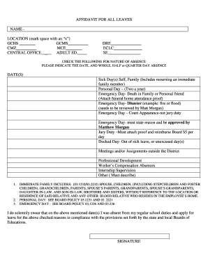 Affidavit for Employee Leave