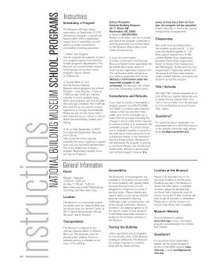 National Building Museum School Program Registration Form