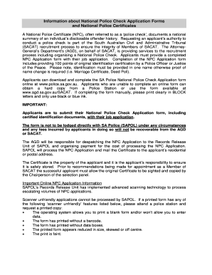 National Police Check Application Form