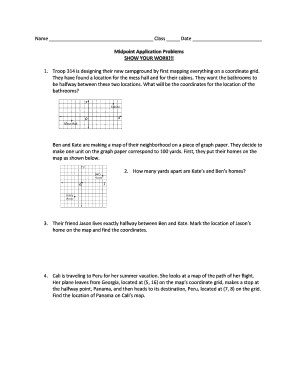 Midpoint Application Problems Worksheet
