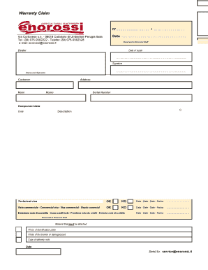 Warranty Claim Form
