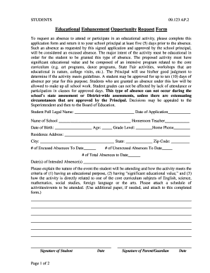 Educational Enhancement Opportunity Request Form