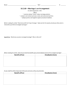 Marriage Arrangement Analysis Form