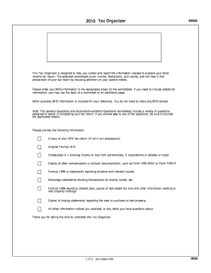 2013 Tax Organizer Form