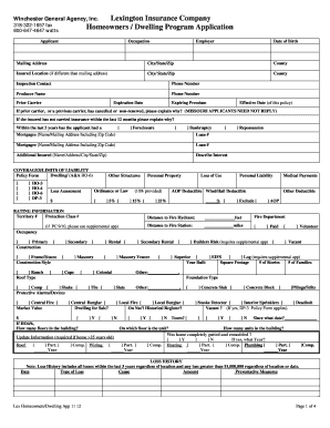 Lexington Homeowners Dwelling Program Application