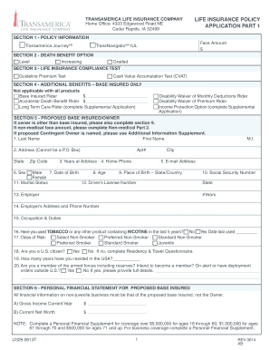 Transamerica Life Insurance Application Form