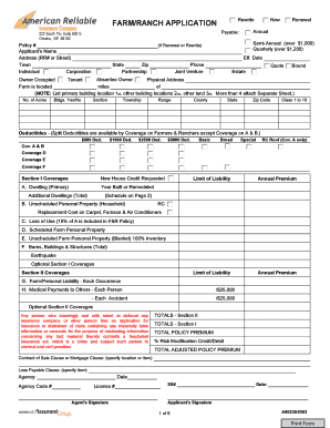 Farm and Ranch Insurance Application