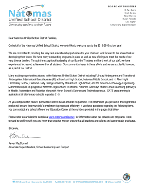 Natomas Unified School District Registration Form