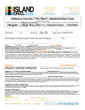 Influenza Vaccine Administration Form