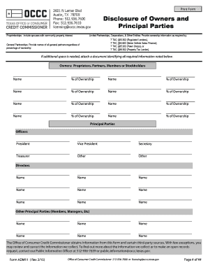 Texas Disclosure of Owners and Principal Parties