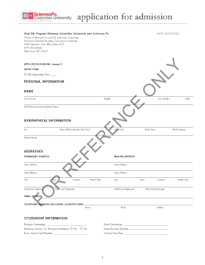 Columbia University Dual BA Program Application