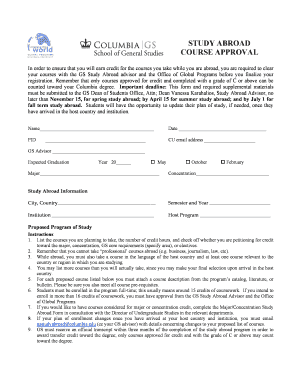 Columbia Study Abroad Course Approval Form