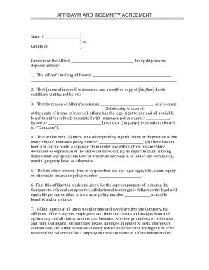 Affidavit and Indemnity Agreement