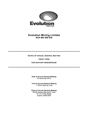Evolution Mining Annual General Meeting Proxy Form