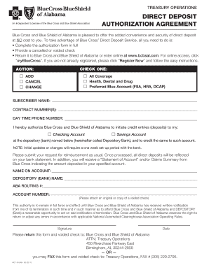 Blue Cross Direct Deposit Authorization Form