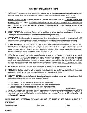 Mast Realty Rental Application