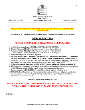 California Rental Application Form