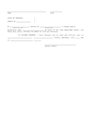 Nebraska Notary Affidavit Form