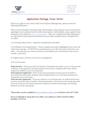 Vienna Property Management Rental Application Package