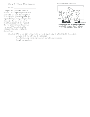 Chapter 3 – Solving 2-Step Equations