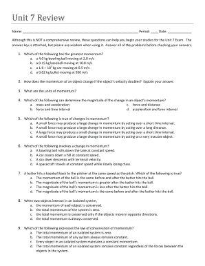 Unit 7 Physics Review Questions