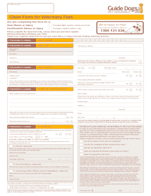 Claim Form for Veterinary Fees