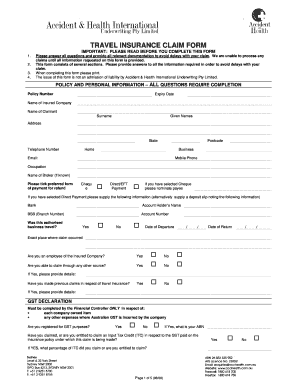 Travel Insurance Claim Form