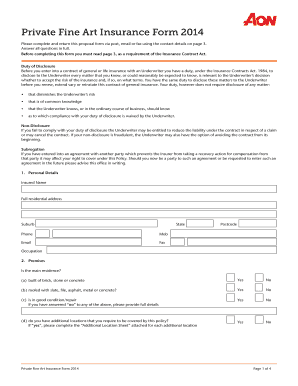 Private Fine Art Insurance Proposal Form
