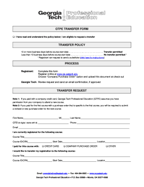 Georgia Tech Transfer Form