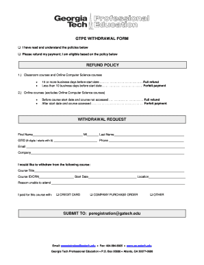 GTPE Withdrawal Form