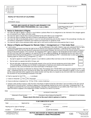 California Traffic Infraction Remote Video Proceeding Waiver