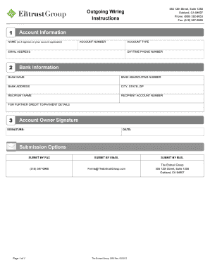 Outgoing Wiring Form