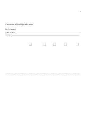 Contractor's Bond Questionnaire