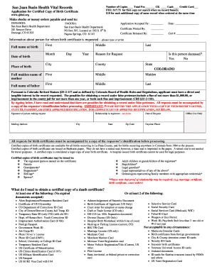 Colorado Birth Certificate Application