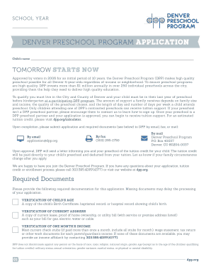 Denver Preschool Program Application