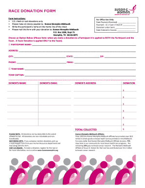 Komen Memphis-MidSouth Race Donation Form