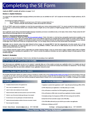 QUT Study Abroad and Exchange Application Form